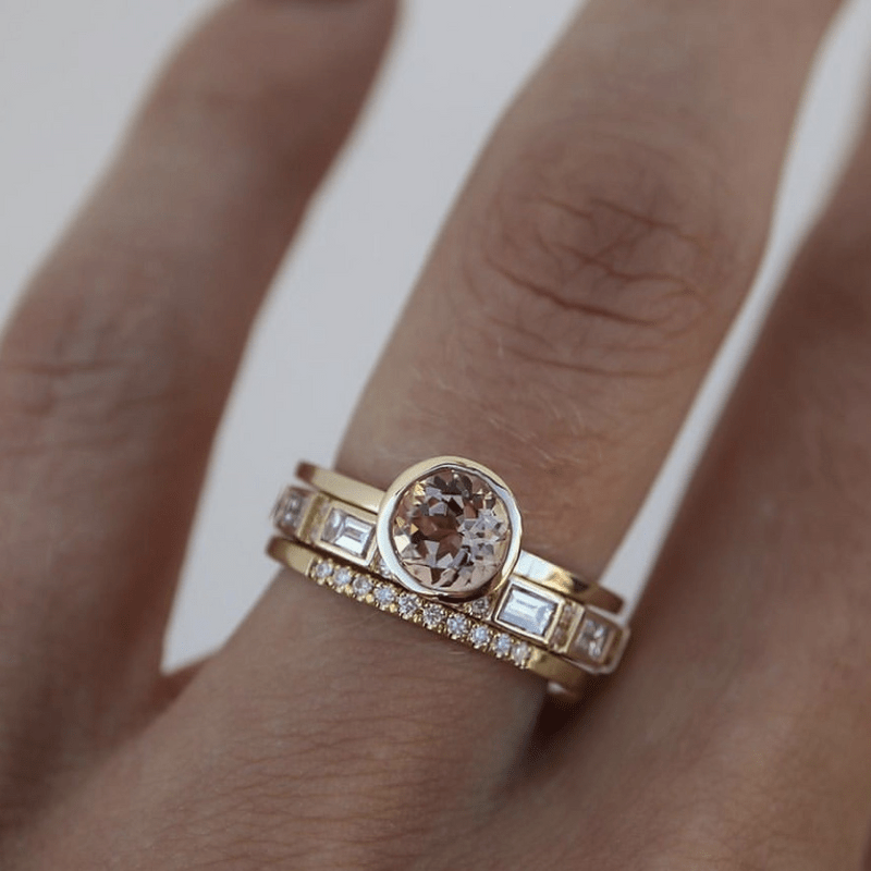 Patricia - Conjunto de Anillos de Cristal Inlay en Oro