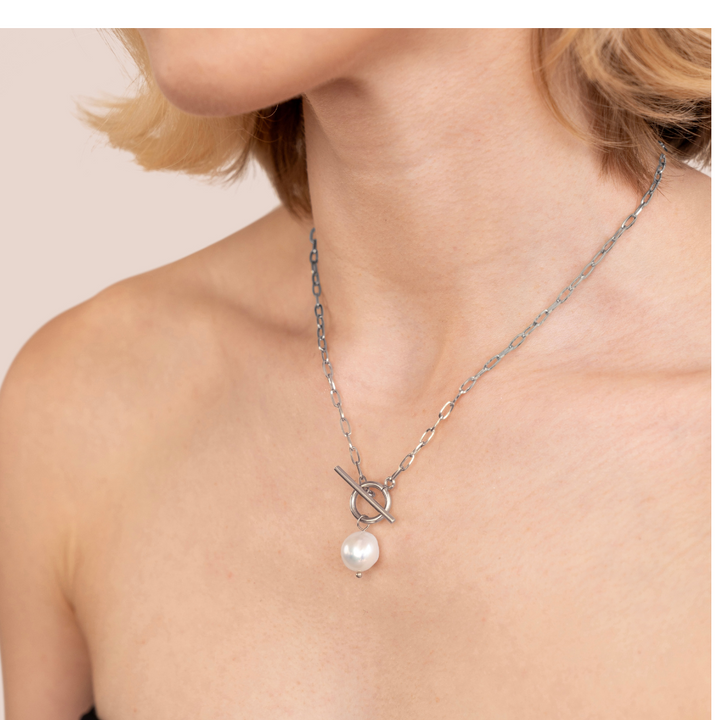 Collar de perlas de agua dulce Eva con cadena de plata
