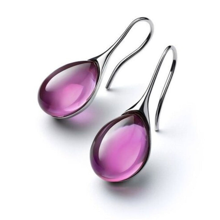 Pendientes gota de cristal en oro y plata