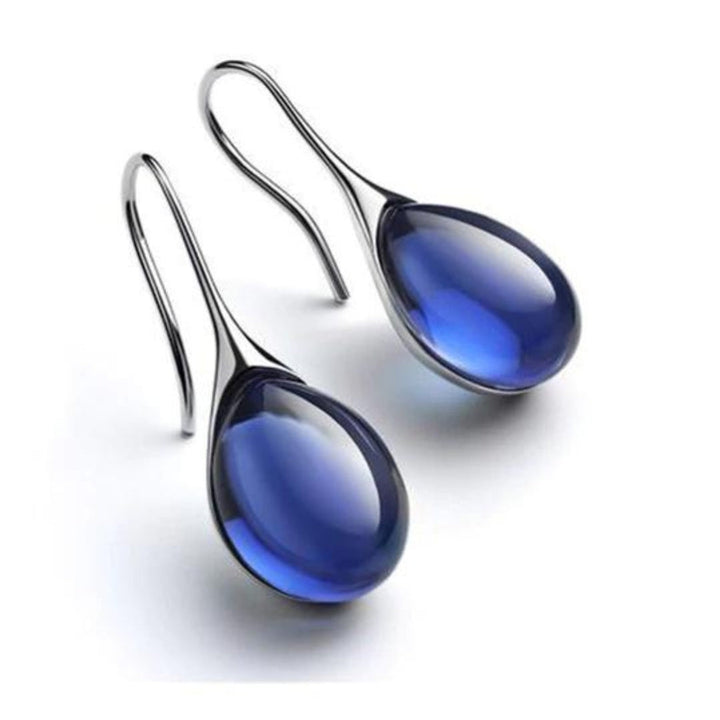 Pendientes gota de cristal en oro y plata