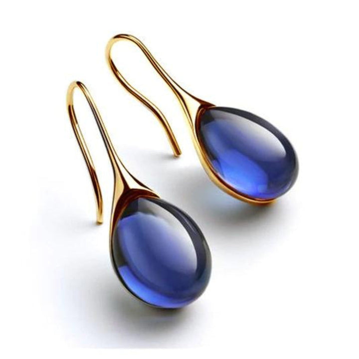 Pendientes gota de cristal en oro y plata