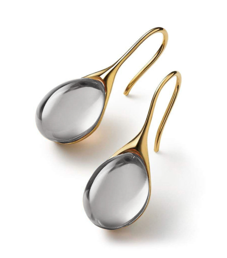 Pendientes gota de cristal en oro y plata