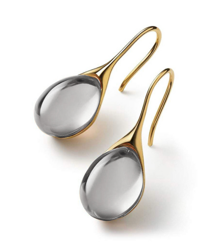 Pendientes gota de cristal en oro y plata