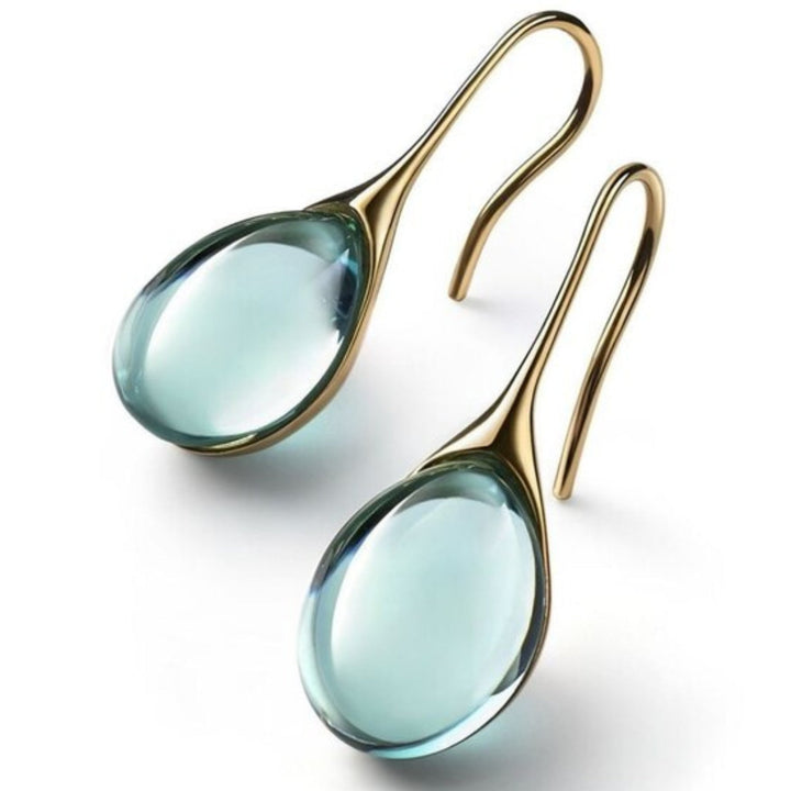 Pendientes gota de cristal en oro y plata