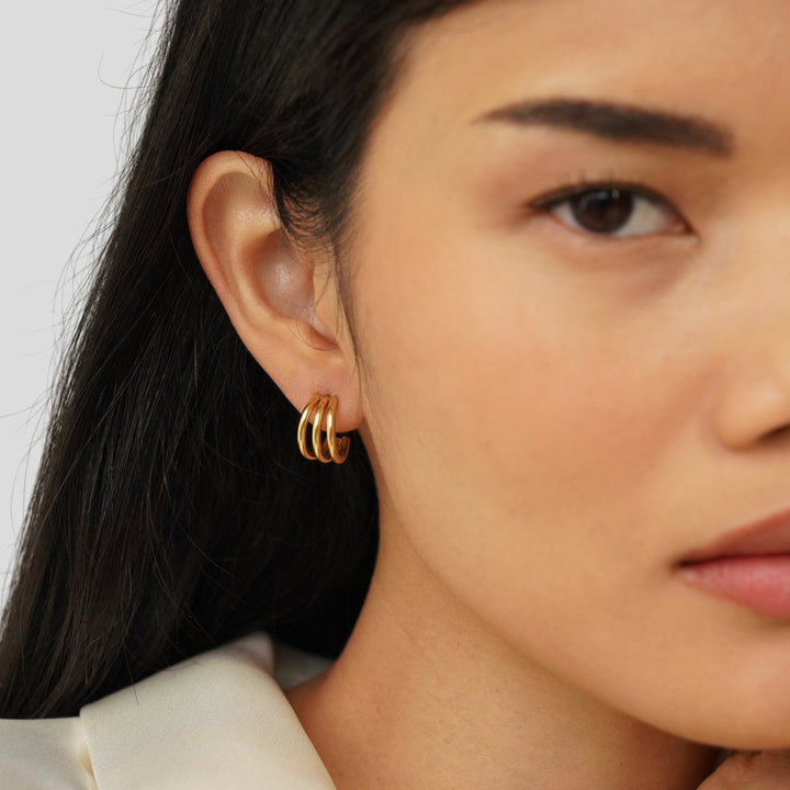 Pendientes Ana Triple Oro