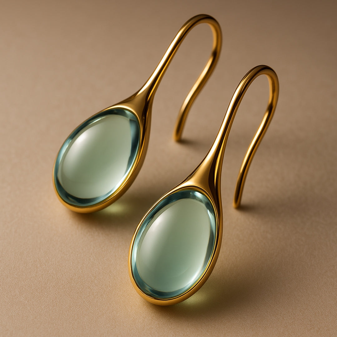 Pendientes gota de cristal en oro y plata