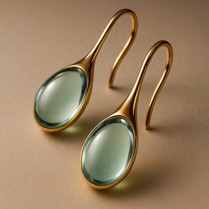Pendientes gota de cristal en oro y plata