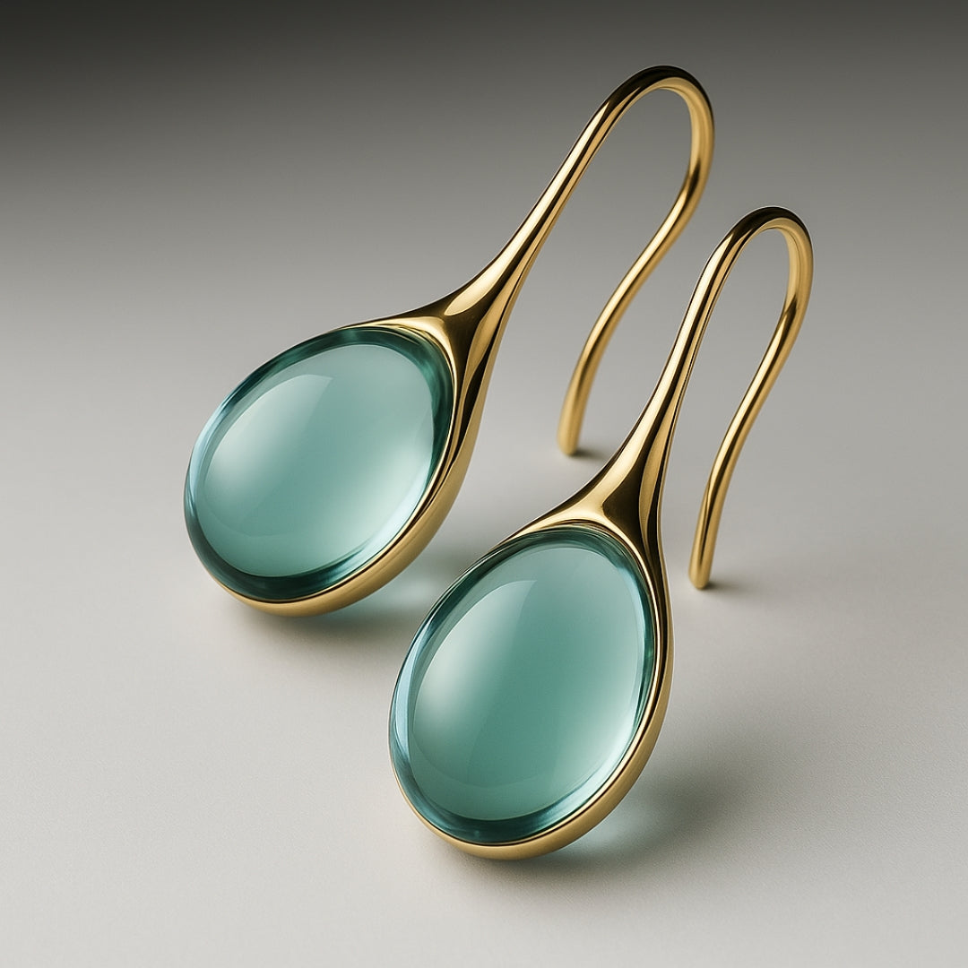 Pendientes gota de cristal en oro y plata