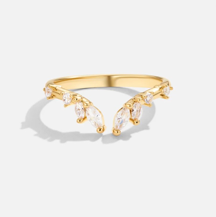 Ainara - Anillo de vino de cristal dorado