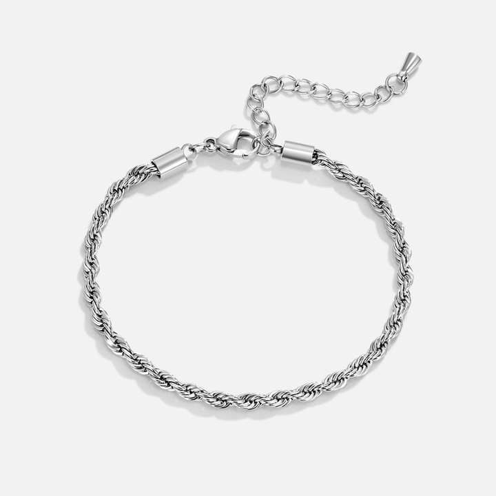 Pulsera de plata con cadenas retorcidas